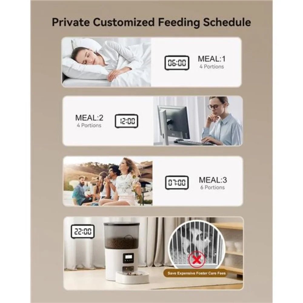 Automatic Cat Feeders, 3L Timed Cat Dry Food Dispenser with Clog-Free Design